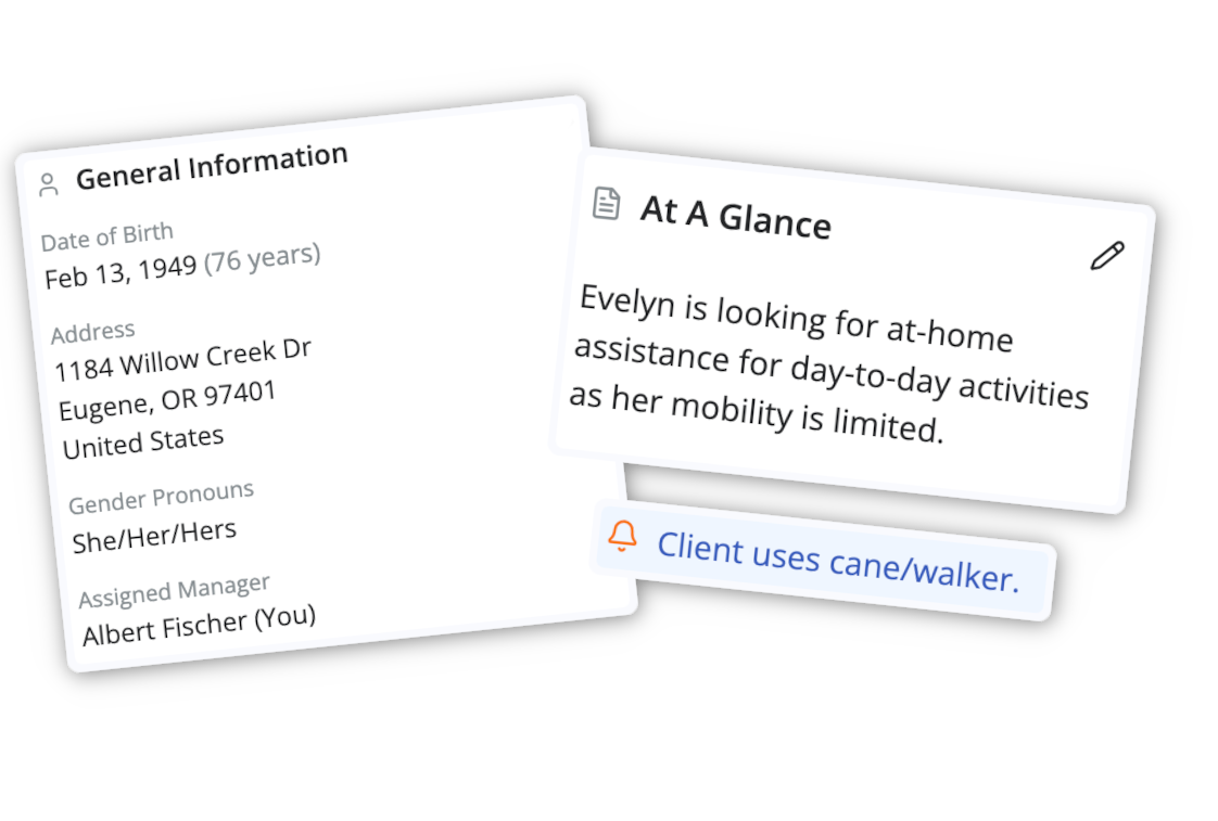 Notehouse client story view